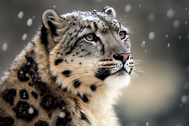 Snow leopard in the rain, Predator, Winter, Eyes, Mammal, HD wallpaper