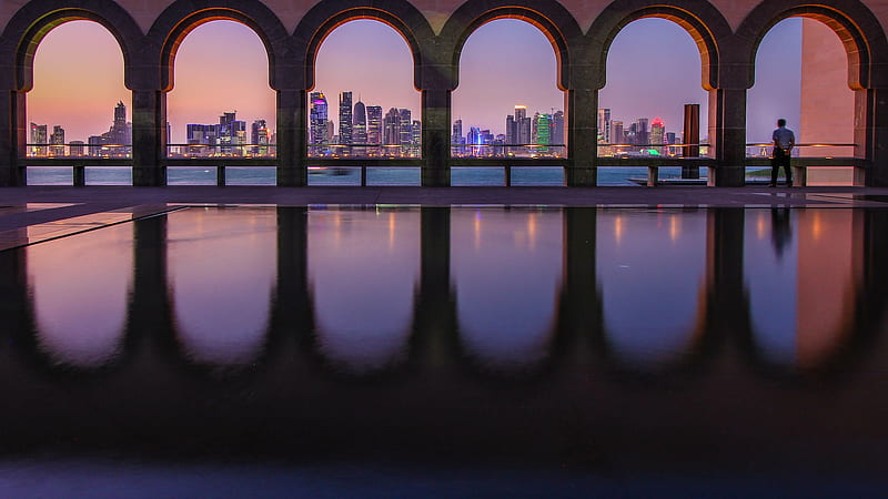 Museum of Islamic Doha Qatar During Evening Time Islamic, HD wallpaper