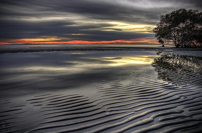 Grey Sunset in Brisbane - Australia, gris, beauty, nature, sunset, landscape, HD wallpaper