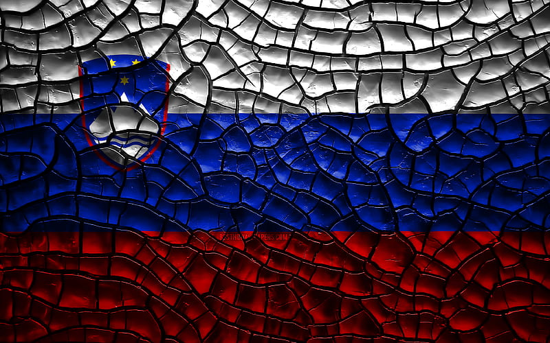 Flag of Slovenia cracked soil, Europe, Slovenian flag, 3D art, Slovenia, European countries, national symbols, Slovenia 3D flag, HD wallpaper