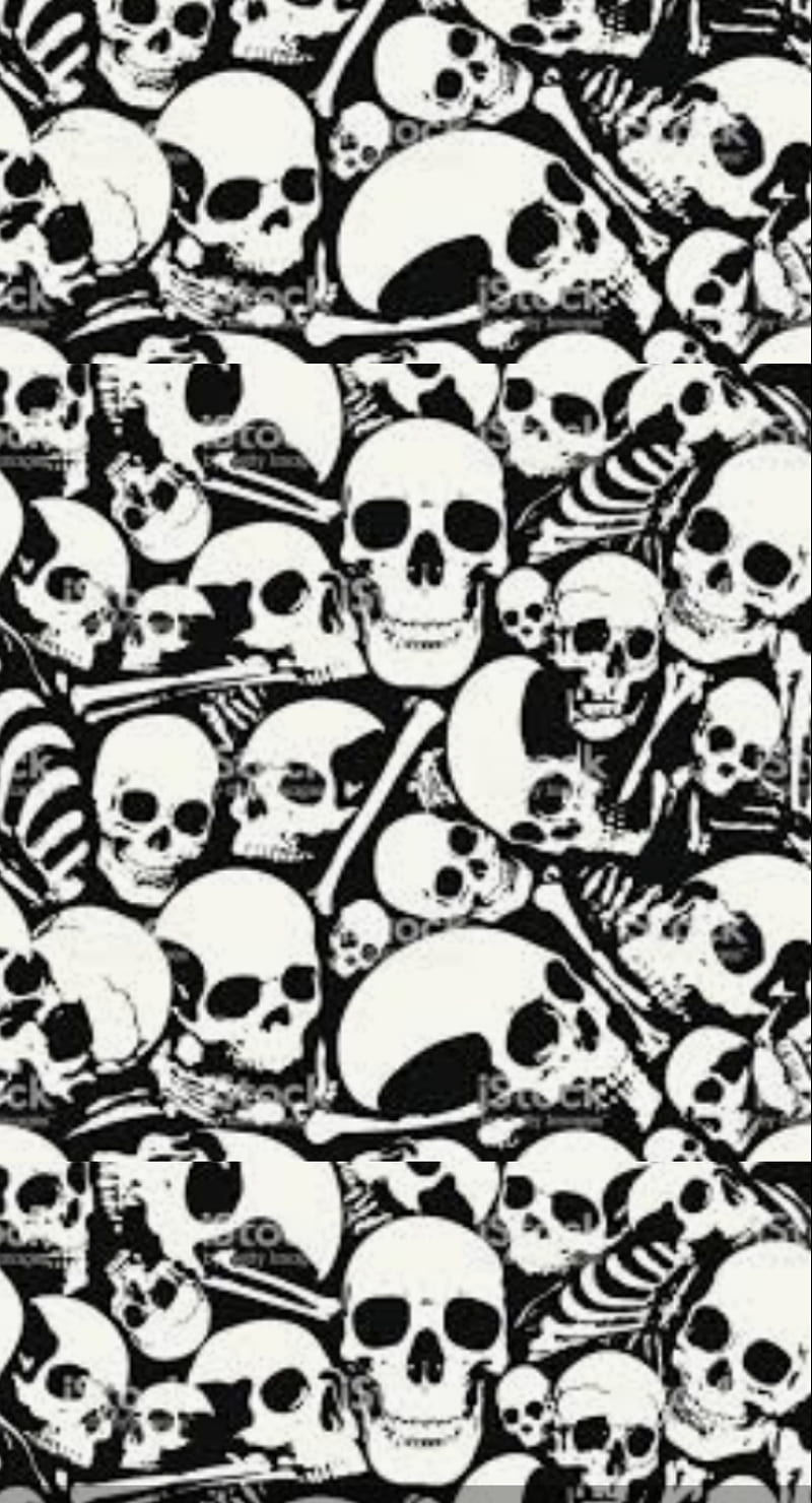 Skulls, black and white, gothic, halloween, spooky, HD phone wallpaper