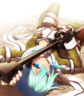 Anime Girl Sniper Rifle GGO SAO 4K Wallpaper #6.2358