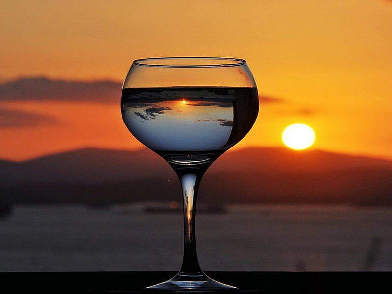 A Toast to Beauty, glass, toast, nature, sunset, clouds, HD wallpaper