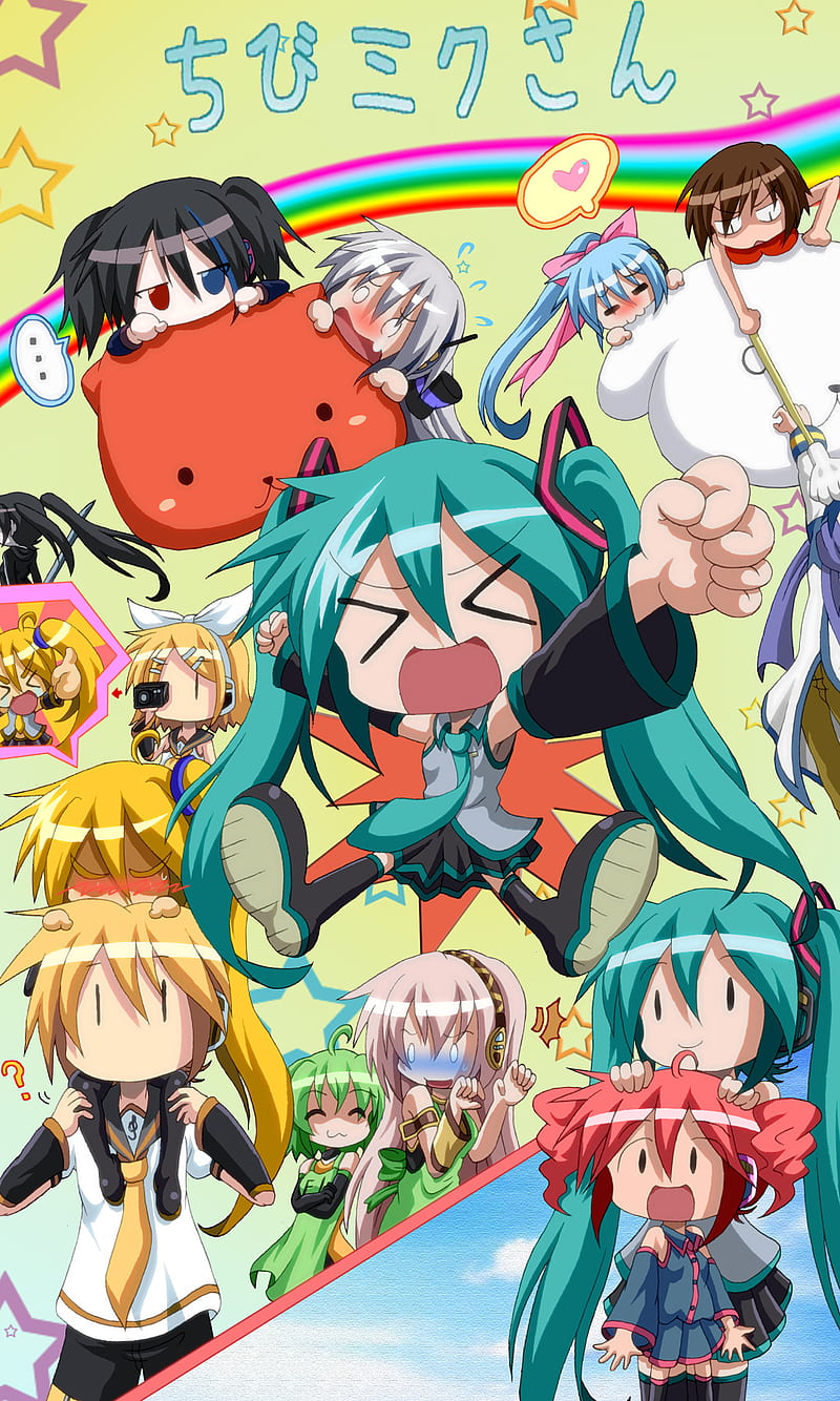 Chibi Vocaloids, anime, cute, vocaloid, HD phone wallpaper