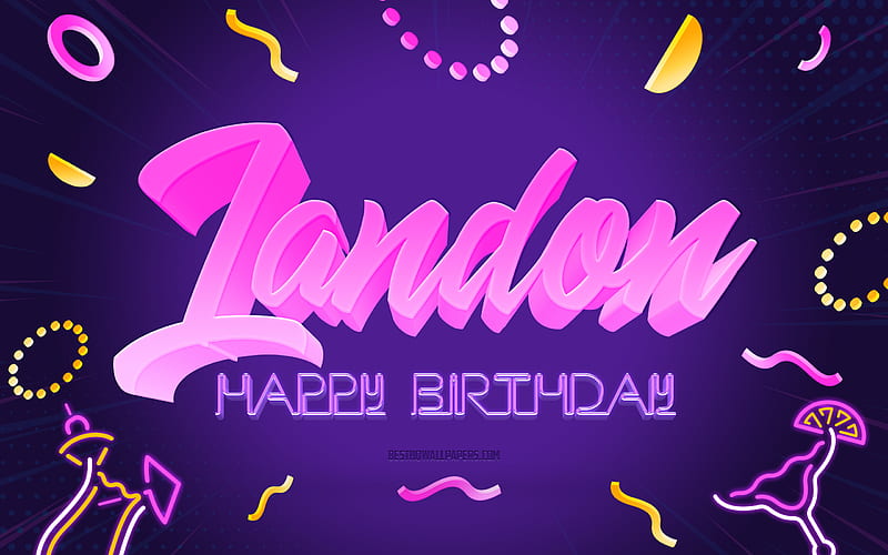 Happy Birtay Landon Purple Party Background, Landon, creative art, Happy Landon birtay, Landon name, Landon Birtay, Birtay Party Background, HD wallpaper
