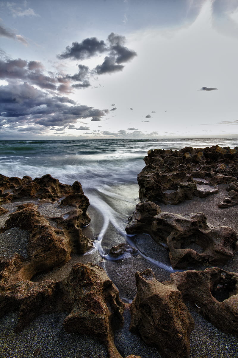sea, rocks, stones, shore, HD phone wallpaper