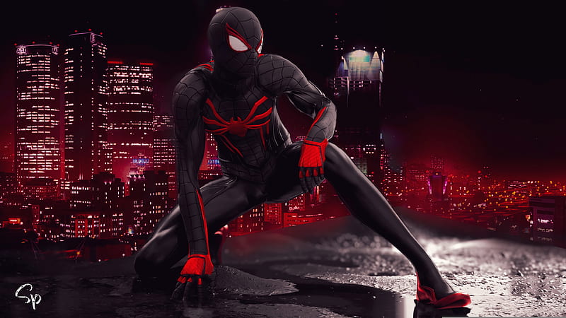 Spider Man Red And Black Suit Art, HD wallpaper