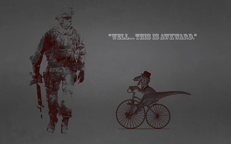 funny, solder, humor, bicycle, dianosour, HD wallpaper