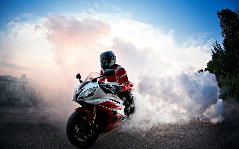 Yamaha R6, rider, 2016, superbikes, smoke, sportbikes, HD wallpaper