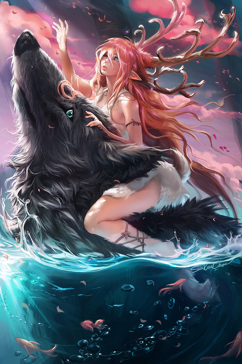 Illustrations by He Lu | Art and Design | Anime art beautiful, Dragon  artwork, Mythical creatures art