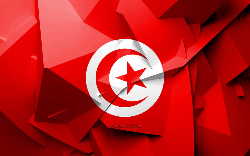 Flag of Tunisia, geometric art, African countries, Tunisian flag, creative, Tunisia, Africa, Tunisia 3D flag, national symbols, HD wallpaper