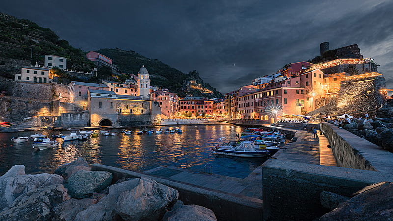 Cinque Terre Harbor Italy Liguria Vernazza Travel, HD wallpaper