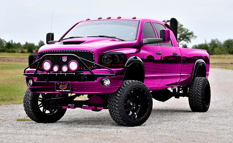 Lifted Dodge, badass, chevy, black, unique, cool, ford, lifted, truck, dodge, pink, HD wallpaper
