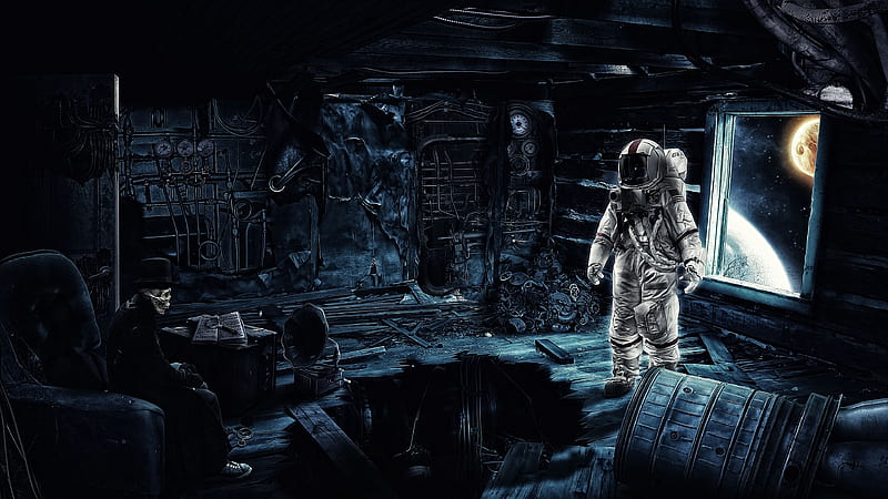 Dark, Sci Fi, Space Suit, Skeleton, Astronaut, HD wallpaper