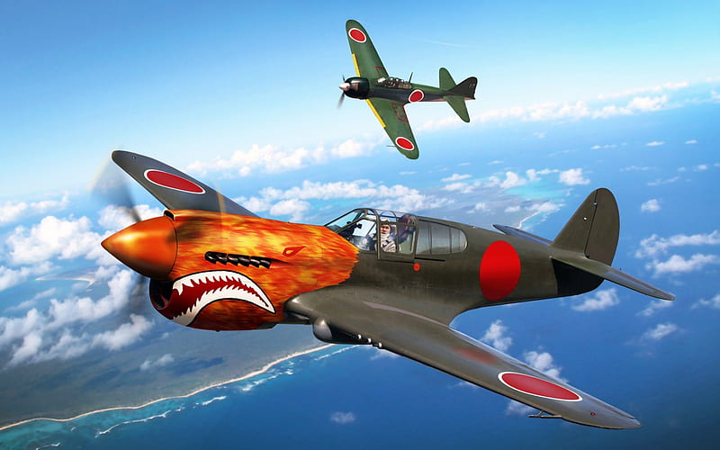 Mitsubishi A6M Zero, Japanese fighter, World War II, military aircraft, HD wallpaper