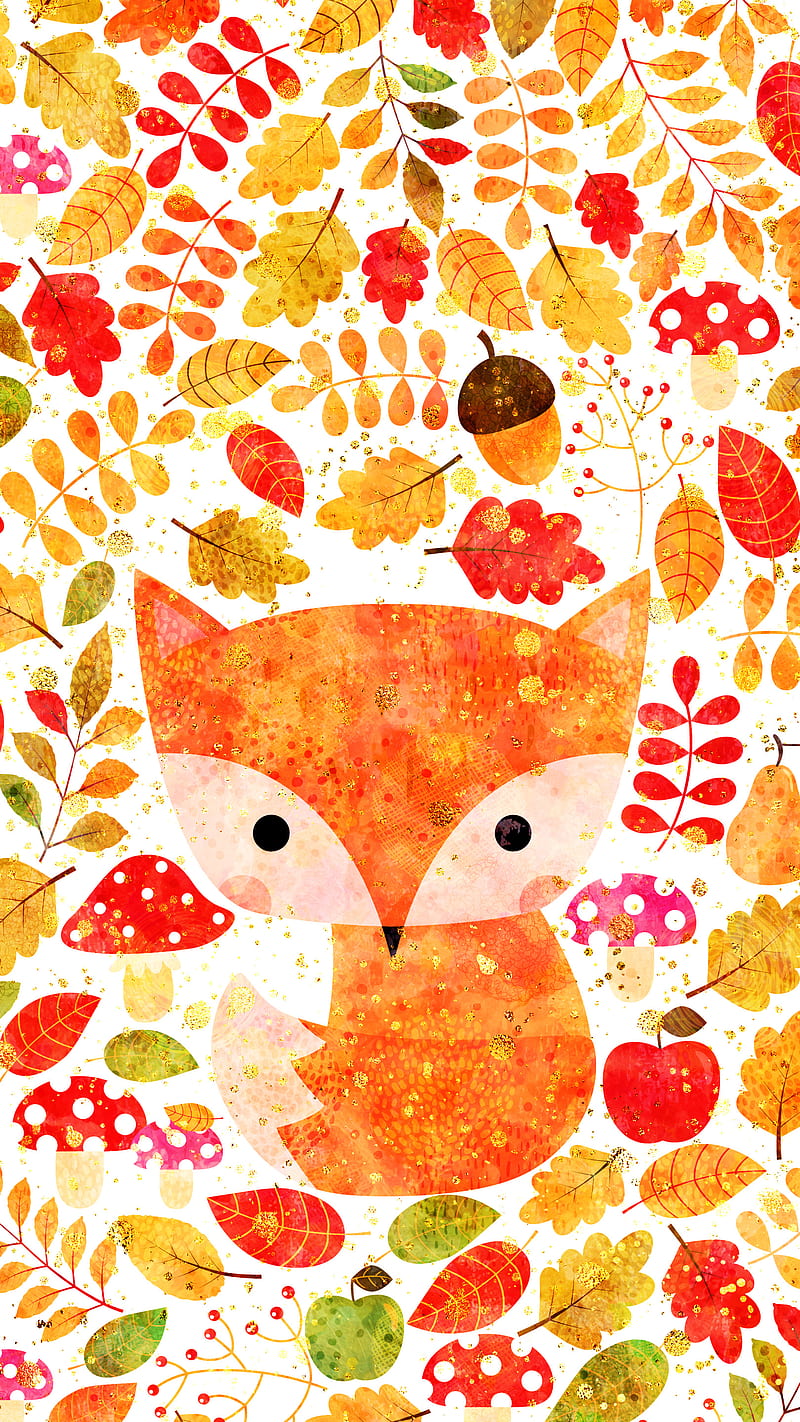 Cute Orange Fox, Koteto, Thanksgiving, animal, autumn, baby, background,  cartoon, HD phone wallpaper | Peakpx