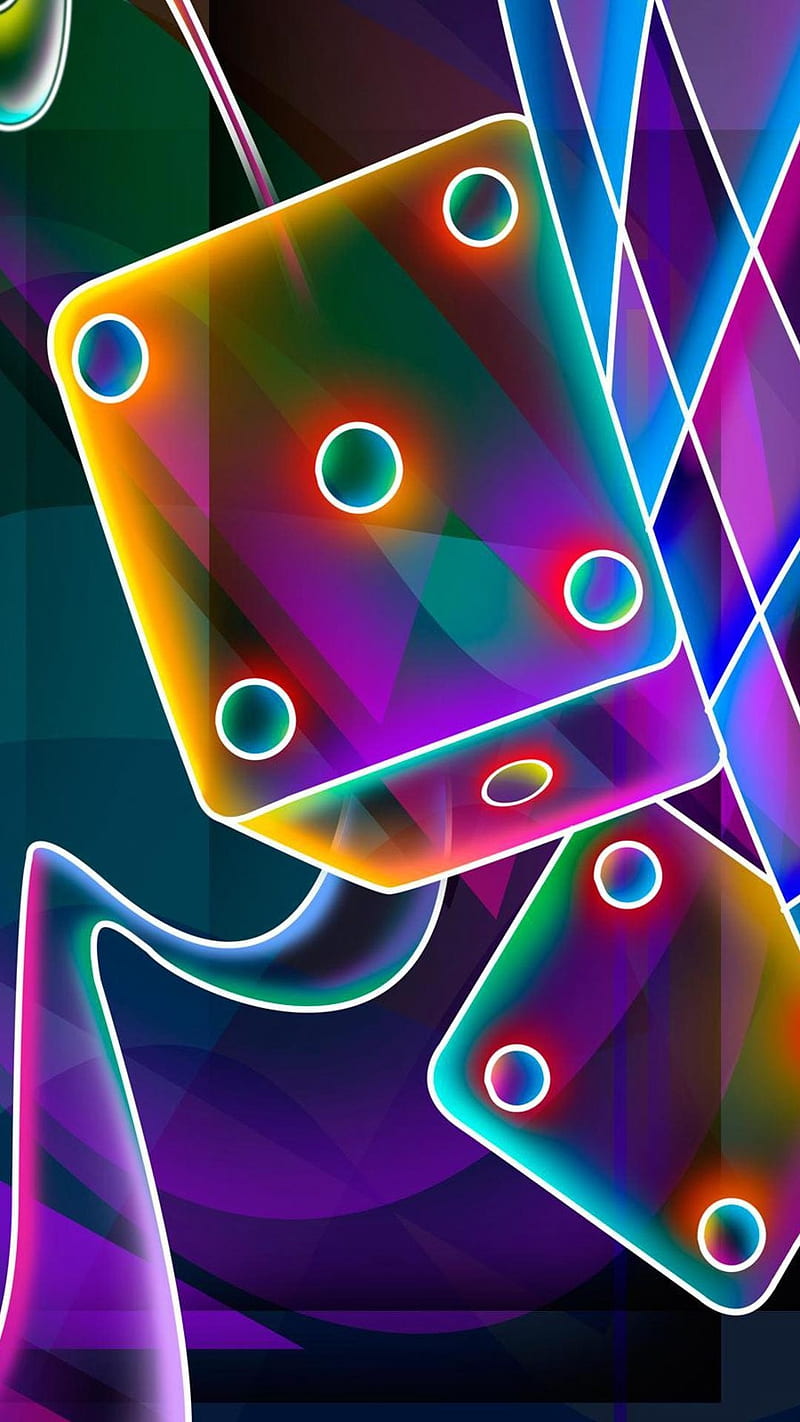 Cube Dice Neon, fish, dices, colorful, blue, abstract, HD phone wallpaper