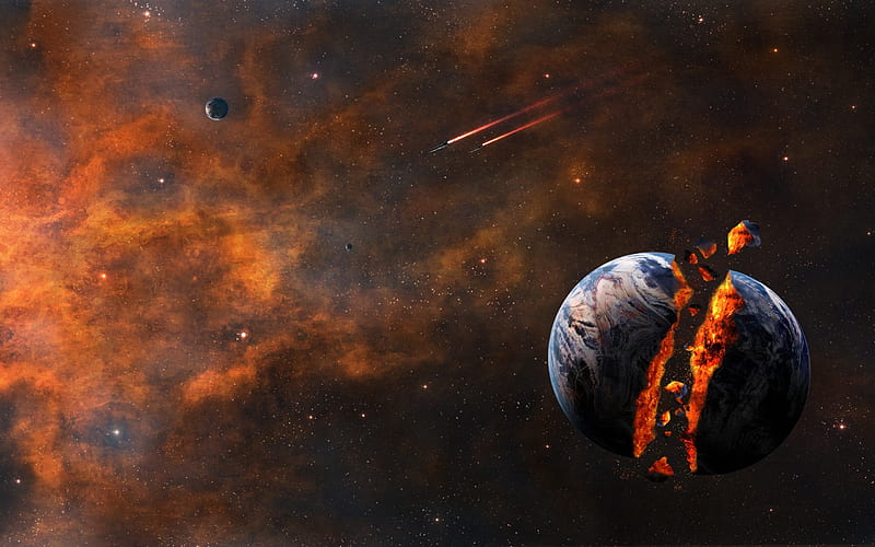 planet explosion, universe, galaxy, nebula, HD wallpaper