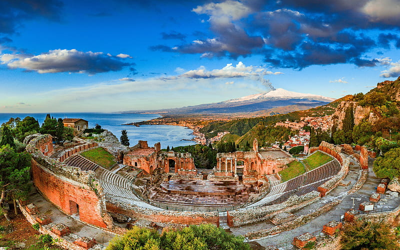 Ancient Theater Taormina Sicily 2022 Bing, HD wallpaper