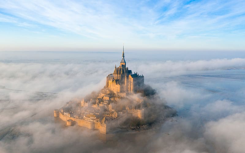 Abbey and bay Mont Saint Michel Normandy Bing, HD wallpaper