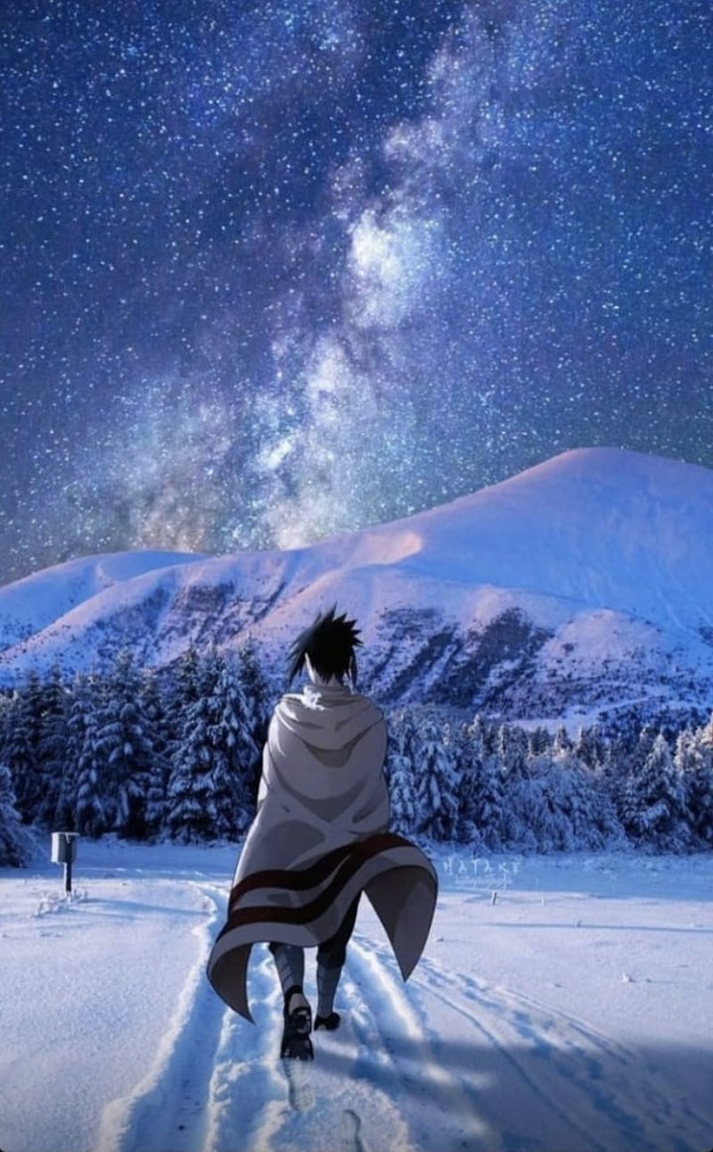 Sasuke, alone, mountain, star, snow, lonely, anime, HD phone wallpaper |  Peakpx