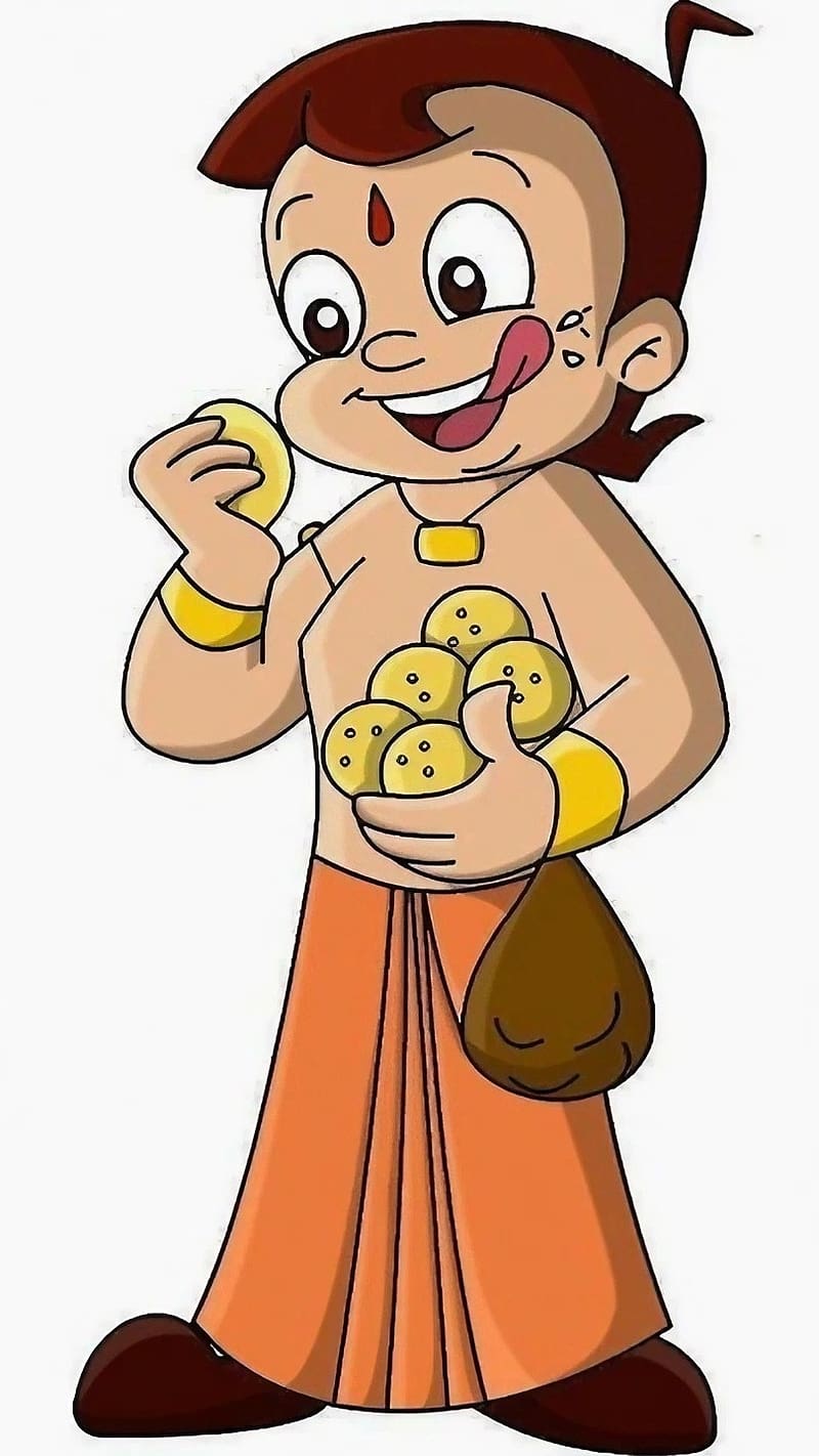 Chhota Bheem Eating Laddu, chhota bheem, cartoon, animated, HD phone wallpaper