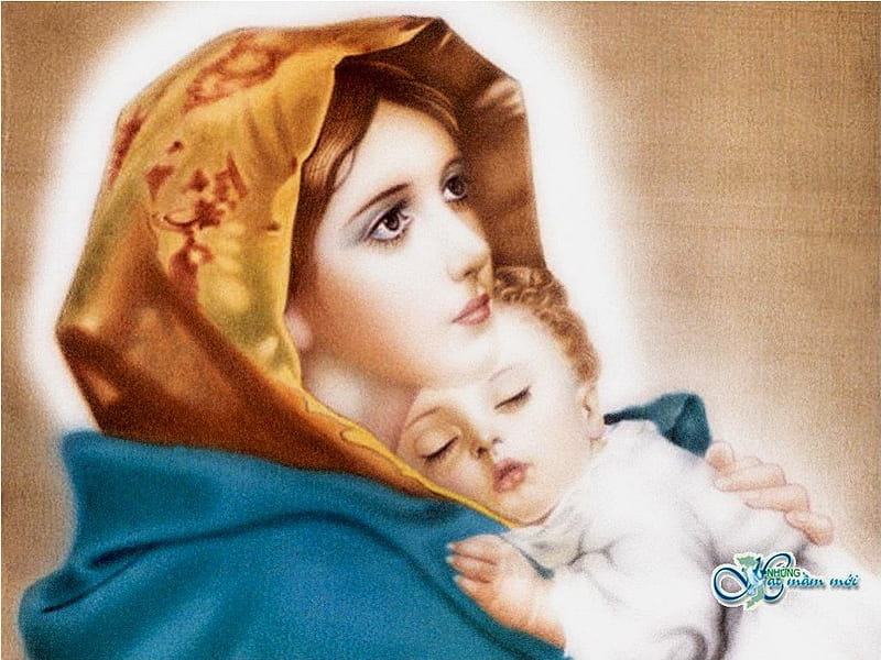 Our sweet mother Mary, to all mothers in the mother's day!!!, christ, jesus, virgin, mary, mother, baby, HD wallpaper