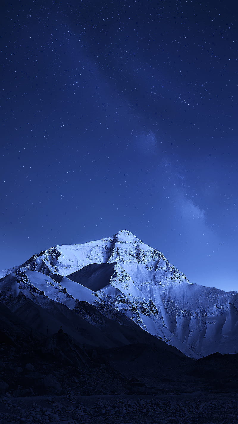 Everest, blue, mountain, nature, night, rock, s8, snow, star, stoche, HD phone wallpaper