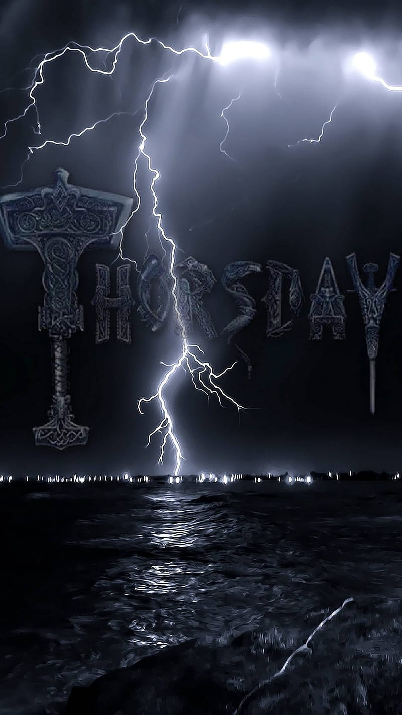 Thorsday , gods, lightning, lightnings, moon, norse, stars, storm, strike, theme, thor, HD phone wallpaper