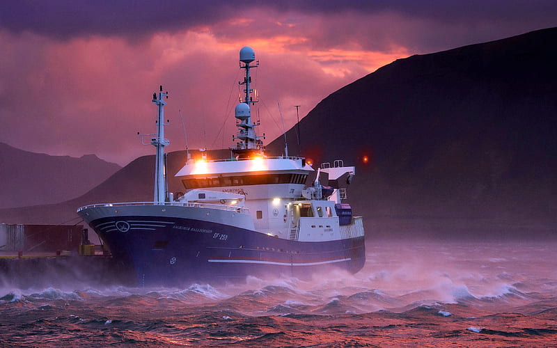 Asgrimur Halldorsson SF250, storm, pier, vessel, tracker, HD wallpaper