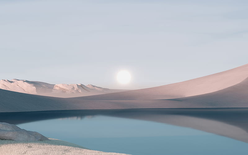 Earth, Sunrise, Sun, Windows 11, Lake, HD wallpaper