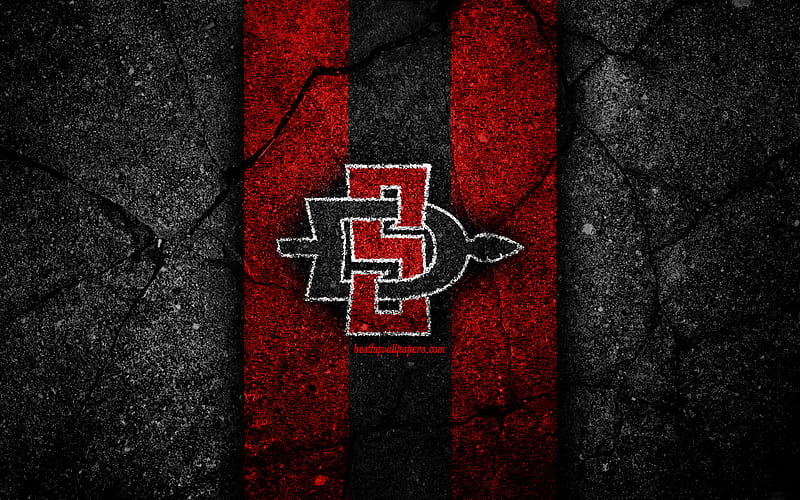 San Diego State Aztecs american football team, NCAA, red black stone, USA, asphalt texture, american football, San Diego State Aztecs logo, HD wallpaper