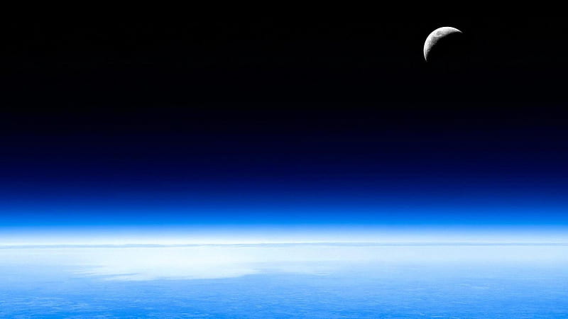 Distant Moon, full moon, moon at night, moon from space, moon over ocean, HD wallpaper