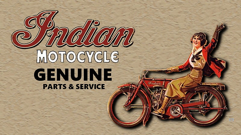 Lady on an Indian vintage ad, Vintage Indian Motorcycle advertising, Indian  Motorcycle logo, HD wallpaper | Peakpx