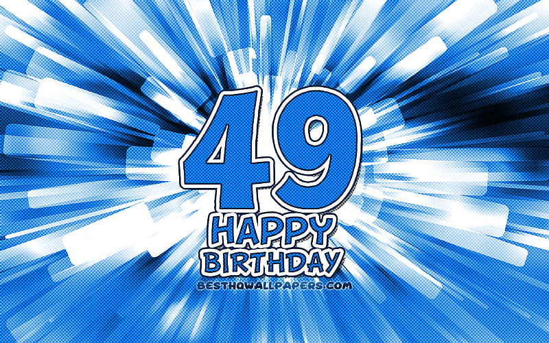 Happy 49th birtay blue abstract rays, Birtay Party, creative, Happy 49 Years Birtay, 49th Birtay Party, 49th Happy Birtay, cartoon art, Birtay concept, 49th Birtay, HD wallpaper