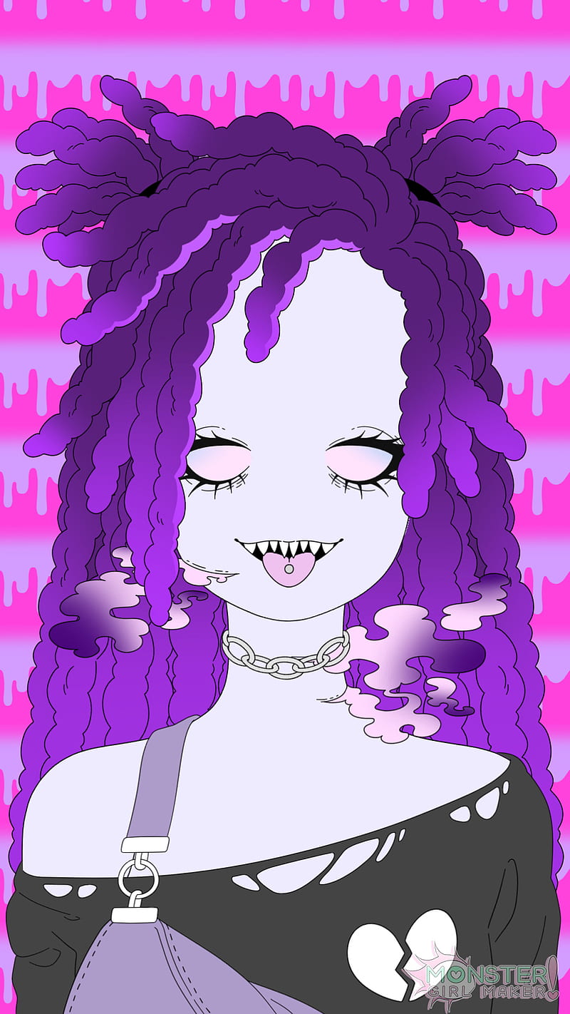 Puff Puff Purple, 420, creepy cute, dreads, goth, monster, puffpuff, punk, smoke, zombie, HD phone wallpaper