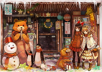 Anime christmas background Stock Photos, Royalty Free Anime christmas  background Images | Depositphotos