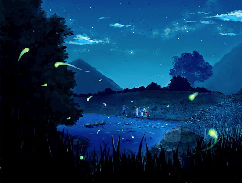 Anime night, uchiha sasuke, stars, naruto, the night, hatake kakashi,  trees, HD wallpaper | Peakpx