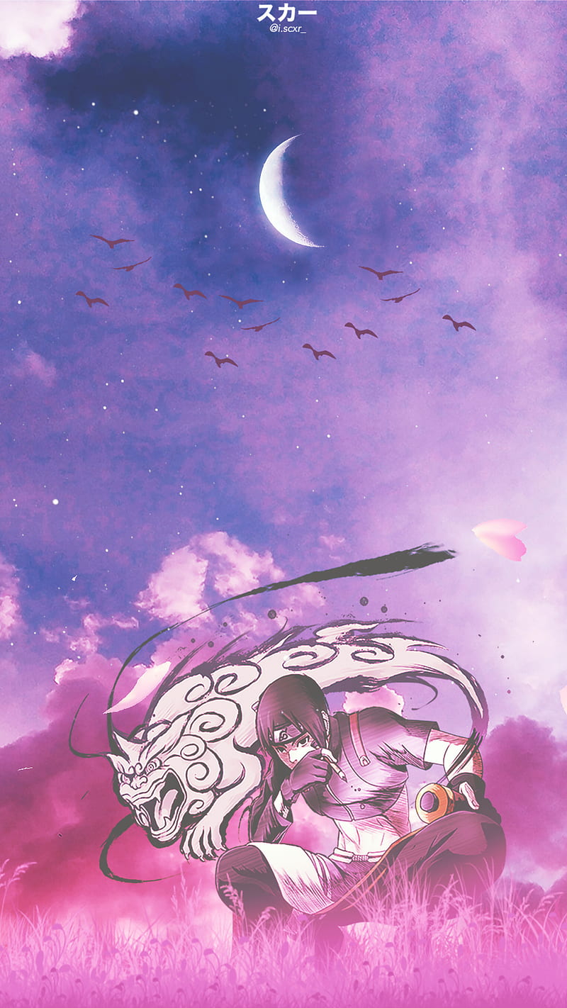 Sai, aesthetic, aesthetic sky, moon, naruto, naruto , hsop, pink, purple, sky, HD phone wallpaper