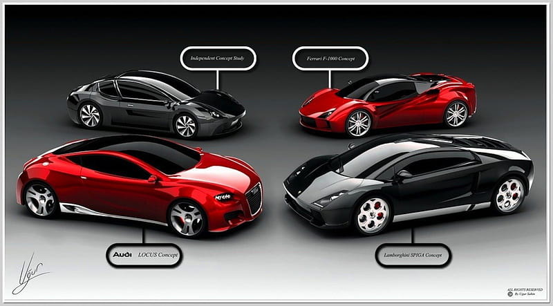 Concept Cars, red, black, lamborghini, audi, carros, speed, concept, ferrari, car, classic, style, HD wallpaper