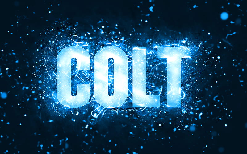 Happy Birtay Colt, blue neon lights, Colt name, creative, Colt Happy Birtay, Colt Birtay, popular american male names, with Colt name, Colt, HD wallpaper