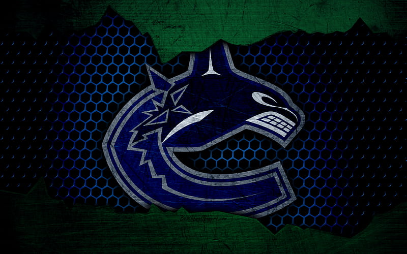 Vancouver Canucks logo, NHL, hockey, Western Conference, USA, grunge, metal texture, Pacific Division, HD wallpaper