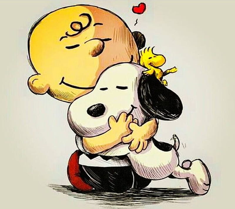 Snoopy Hug, hug, snoopy, HD wallpaper