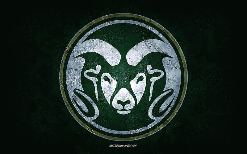 Colorado State Rams, American football team, green background, Colorado State Rams logo, grunge art, NCAA, American football, USA, Colorado State Rams emblem, HD wallpaper