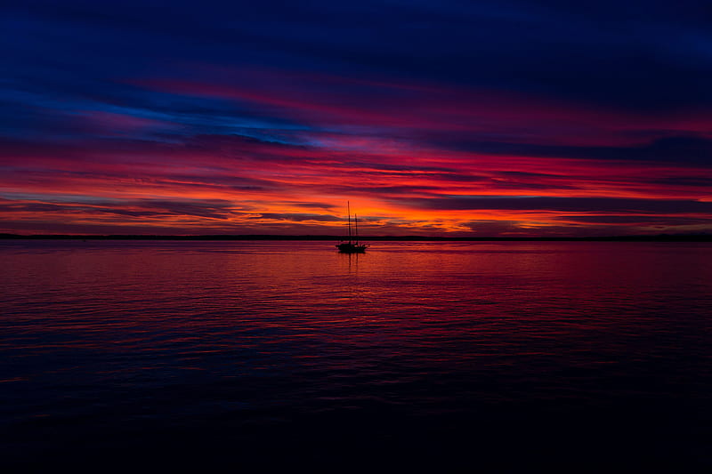 Dark Sunset Ocean, sunset, ocean, dark, nature, HD wallpaper