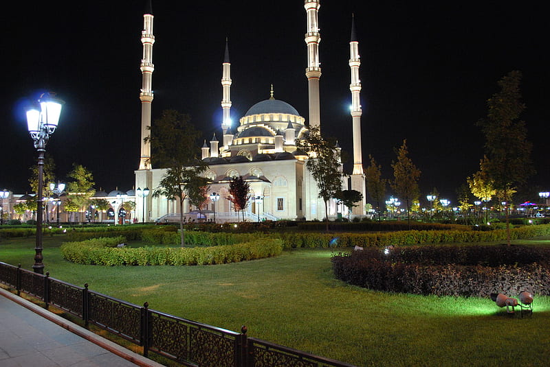 The mosque in Grozny, grozny, mosque, chechen, islam, HD wallpaper