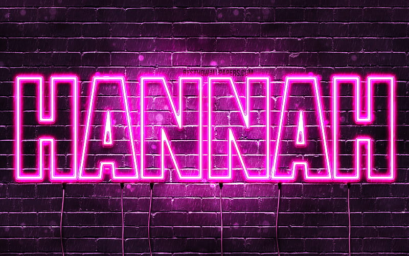 Hannah with names, female names, Hannah name, purple neon lights, horizontal text, with Hannah name, HD wallpaper
