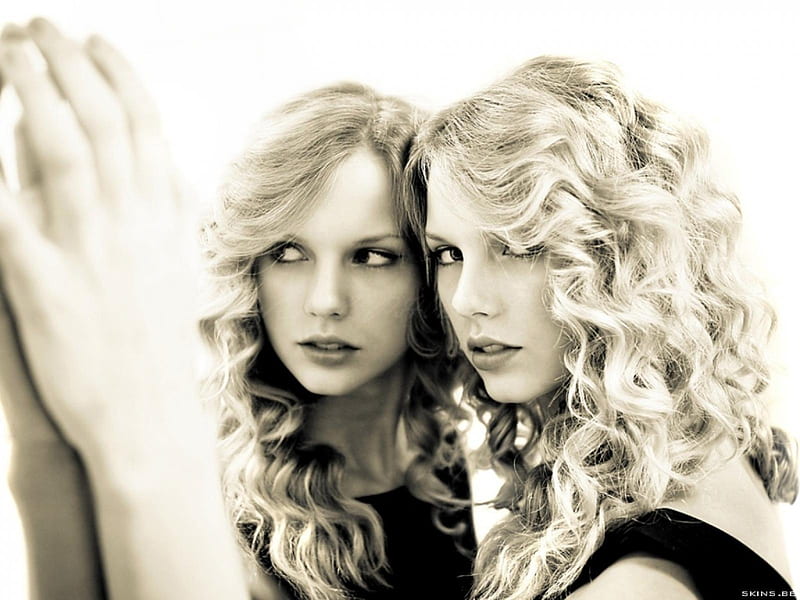 Taylor Swift, taylor, swift, monochrome, reflection, HD wallpaper