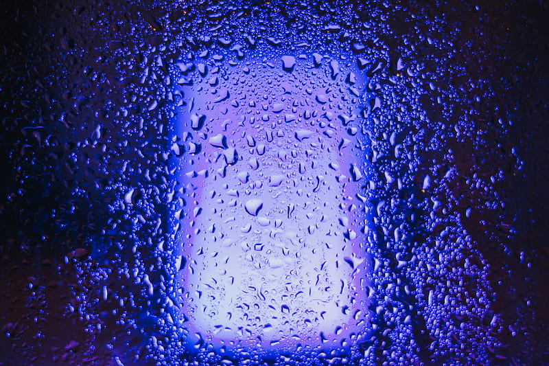 glass, wet, neon, drops, rain, HD wallpaper