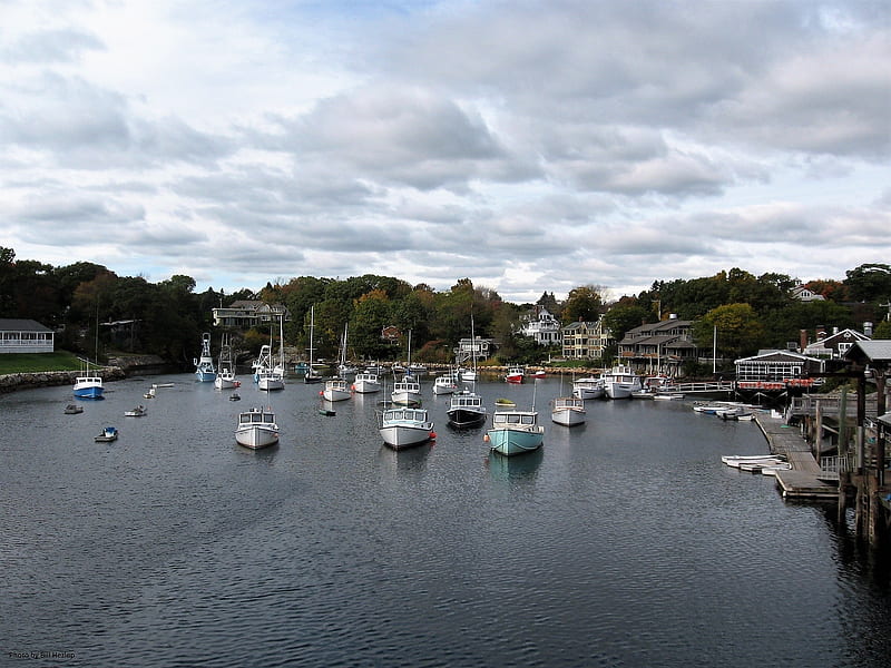 Ogunquit Harbor, powerboats, Lobster boats, Ogunquit, Maine, HD wallpaper